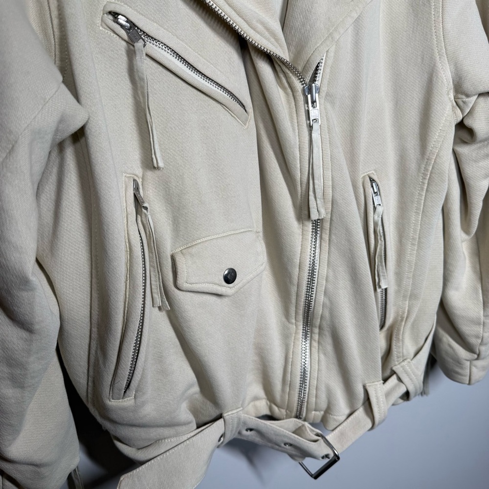 We The Free Free People Cream Cotton Moto Jacket Size M - Picture 3 of 8